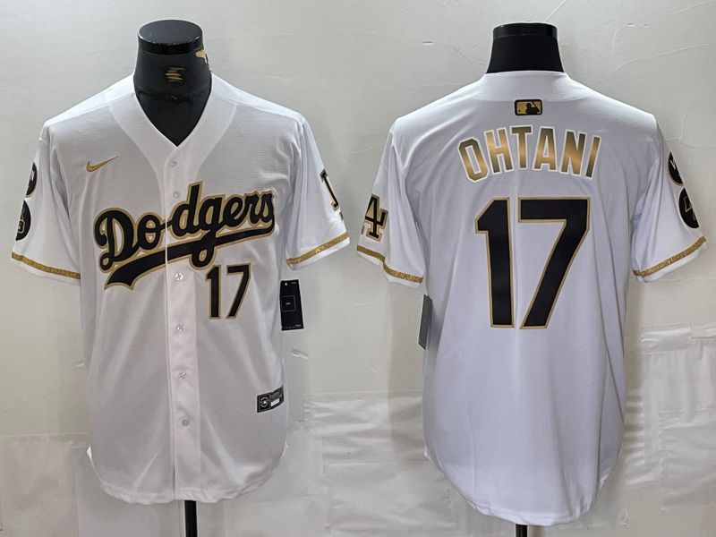 Men Los Angeles Dodgers 17 Ohtani White three generations Nike Game MLB Jersey style 1